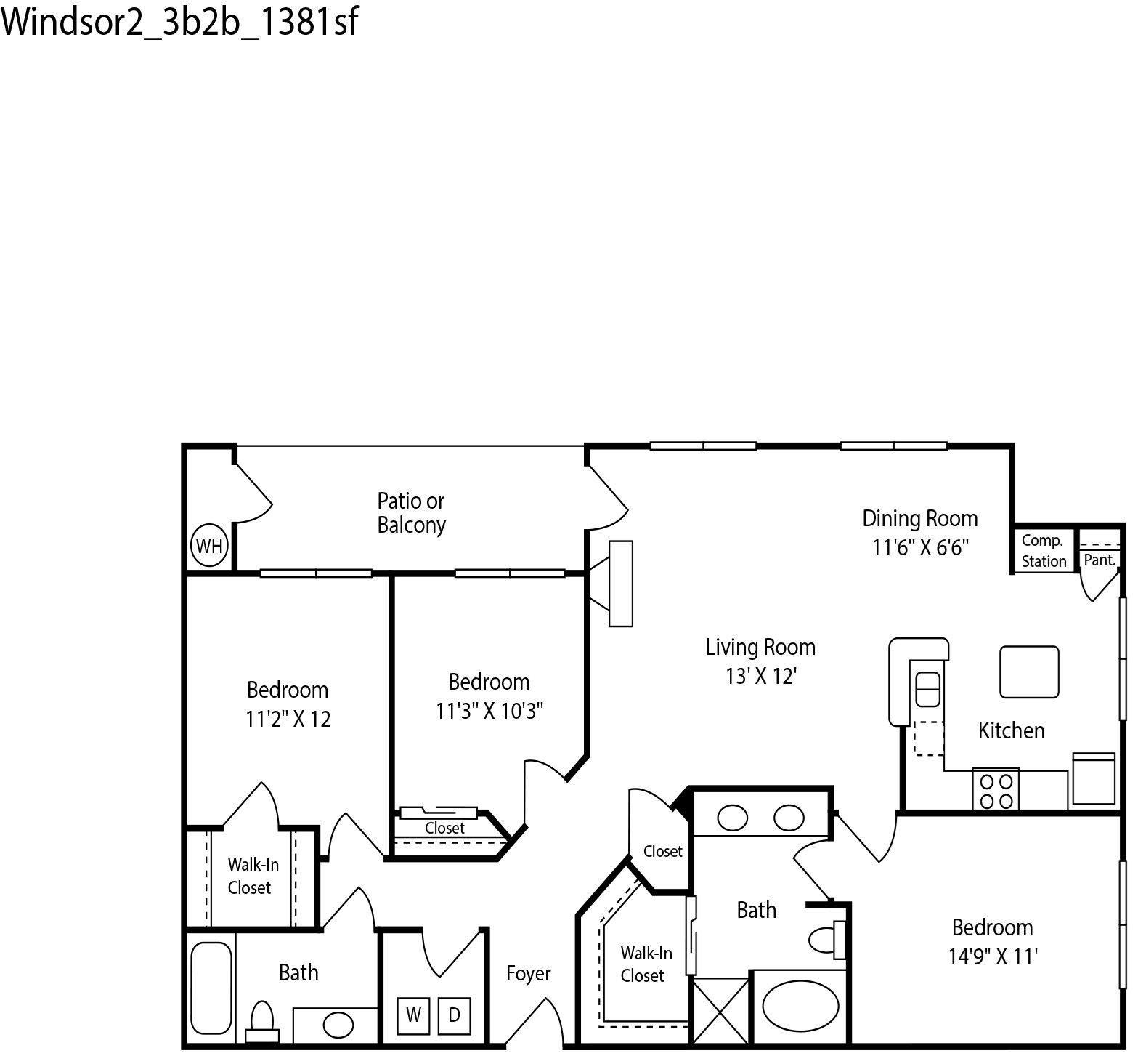 Windsor2 3bed 2bath 1381sqft Windsor2 3bed 2bath 1381sqft